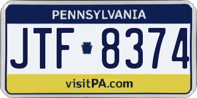PA license plate JTF8374