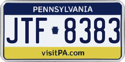 PA license plate JTF8383