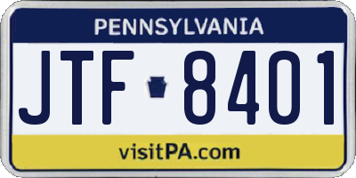 PA license plate JTF8401