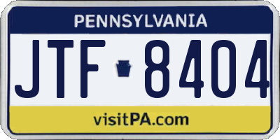 PA license plate JTF8404