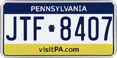 PA license plate JTF8407