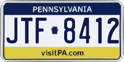 PA license plate JTF8412