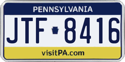 PA license plate JTF8416