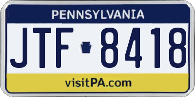 PA license plate JTF8418