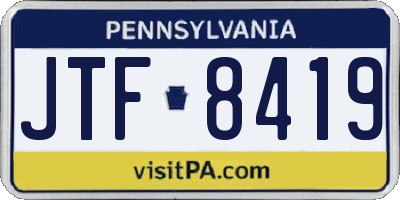PA license plate JTF8419