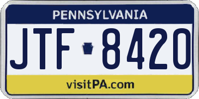 PA license plate JTF8420