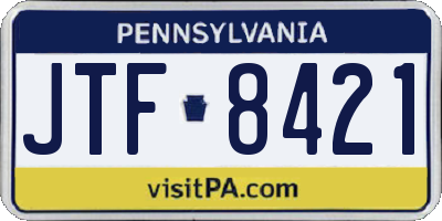 PA license plate JTF8421
