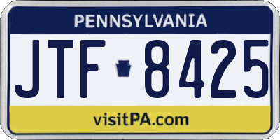 PA license plate JTF8425