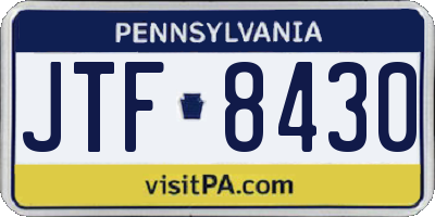 PA license plate JTF8430