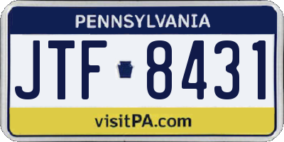 PA license plate JTF8431