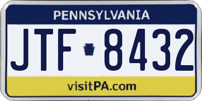 PA license plate JTF8432