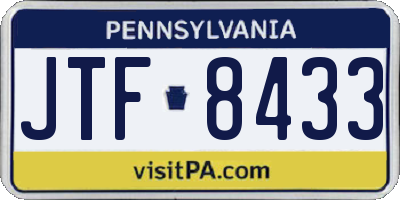 PA license plate JTF8433