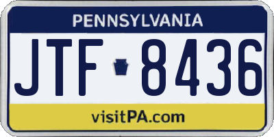 PA license plate JTF8436