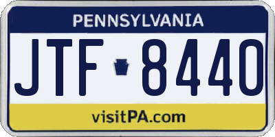 PA license plate JTF8440