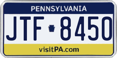 PA license plate JTF8450