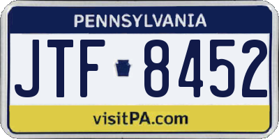 PA license plate JTF8452