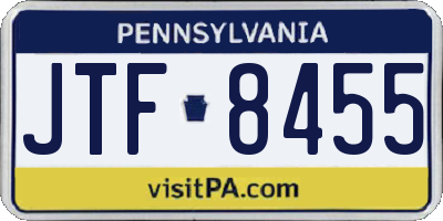 PA license plate JTF8455