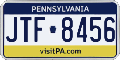 PA license plate JTF8456