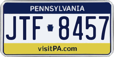 PA license plate JTF8457