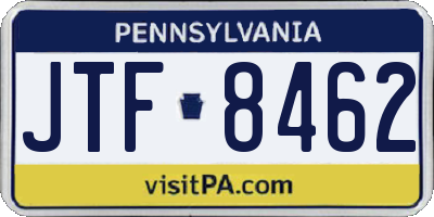 PA license plate JTF8462