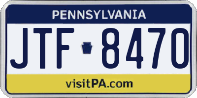 PA license plate JTF8470