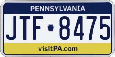 PA license plate JTF8475