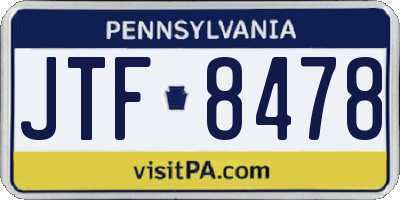 PA license plate JTF8478