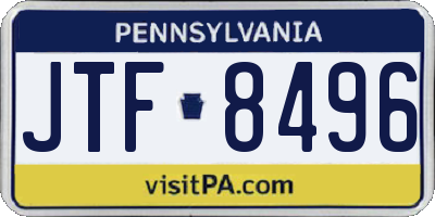 PA license plate JTF8496