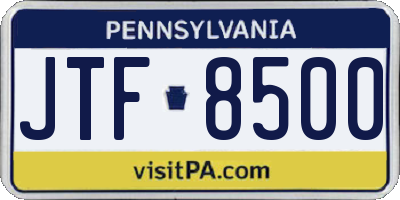 PA license plate JTF8500