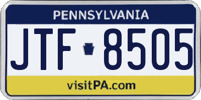 PA license plate JTF8505
