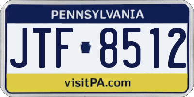 PA license plate JTF8512