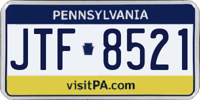 PA license plate JTF8521