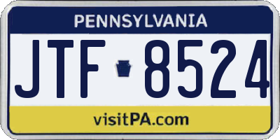PA license plate JTF8524