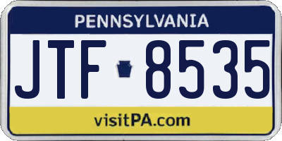PA license plate JTF8535