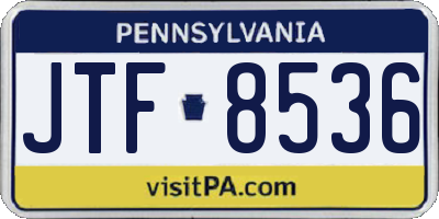 PA license plate JTF8536