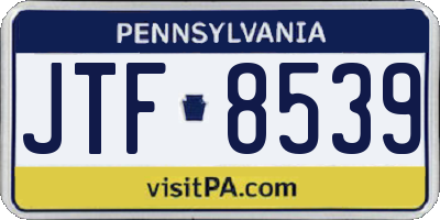 PA license plate JTF8539