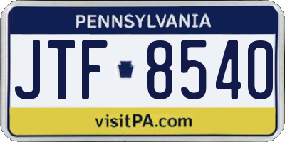 PA license plate JTF8540