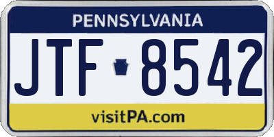 PA license plate JTF8542