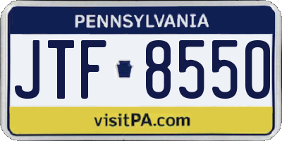 PA license plate JTF8550