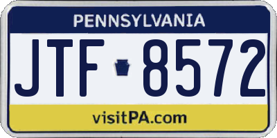 PA license plate JTF8572