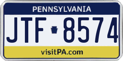 PA license plate JTF8574