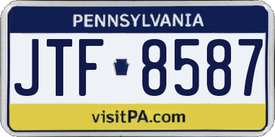 PA license plate JTF8587