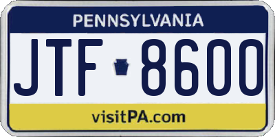 PA license plate JTF8600