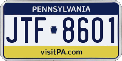 PA license plate JTF8601