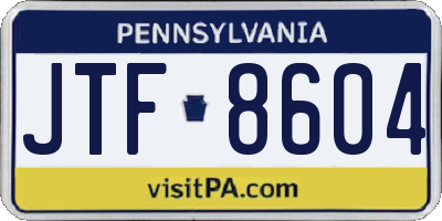 PA license plate JTF8604