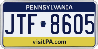 PA license plate JTF8605