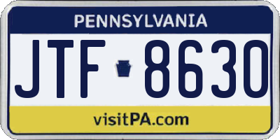 PA license plate JTF8630