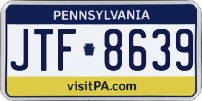 PA license plate JTF8639