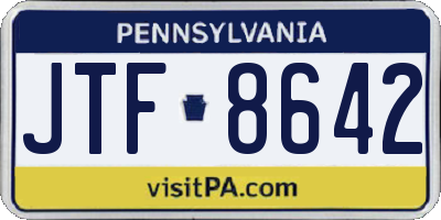 PA license plate JTF8642