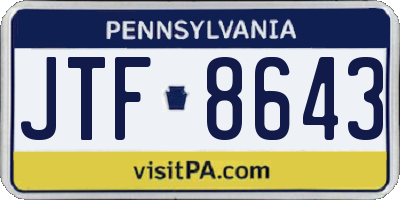 PA license plate JTF8643